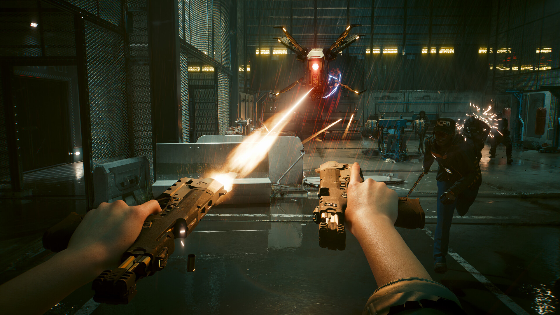 Empunhadura dupla em Cyberpunk 2077 — o perk Double Trouble da Update 2.5 em ação (imagem: CD PROJEKT RED, via Steam)